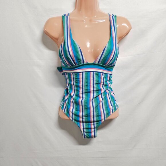 Sezane x Yse • Louise One Piece Swimsuit Striped Multicolor Women Size 2/6 - Picture 5 of 15
